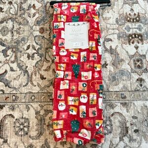 Red Christmas Blanket with Festive Print